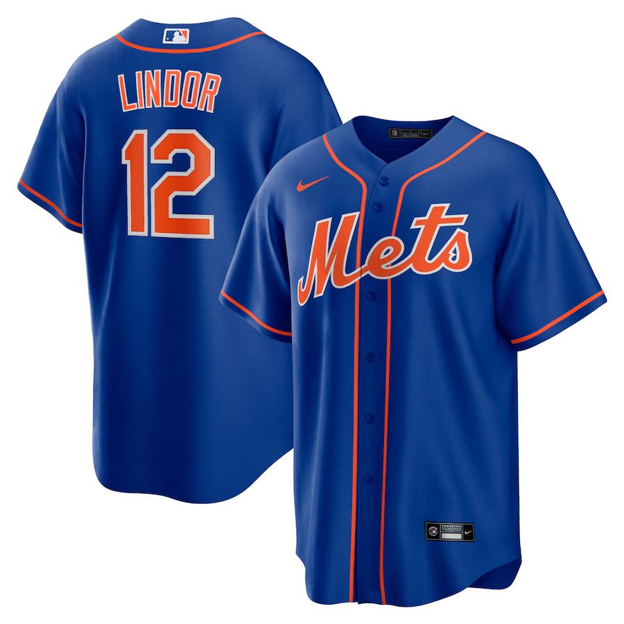 Mens New York Mets #12 Francisco Lindor Nike Royal Alternate Replica Player MLB Jerseys->new york mets->MLB Jersey